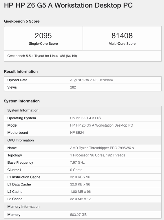 Geekbench揭秘：AMD Threadripper PRO 7995WX多核性能惊艳