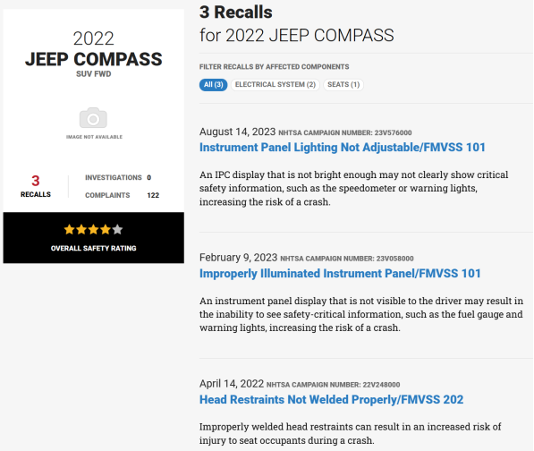 Jeep品牌再次召回:34万辆SUV因软件问题受影响