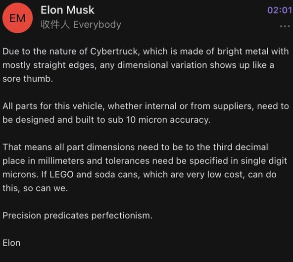 马斯克试驾特斯拉电动皮卡Cybertruck 邮件曝光揭示高精度制造要求