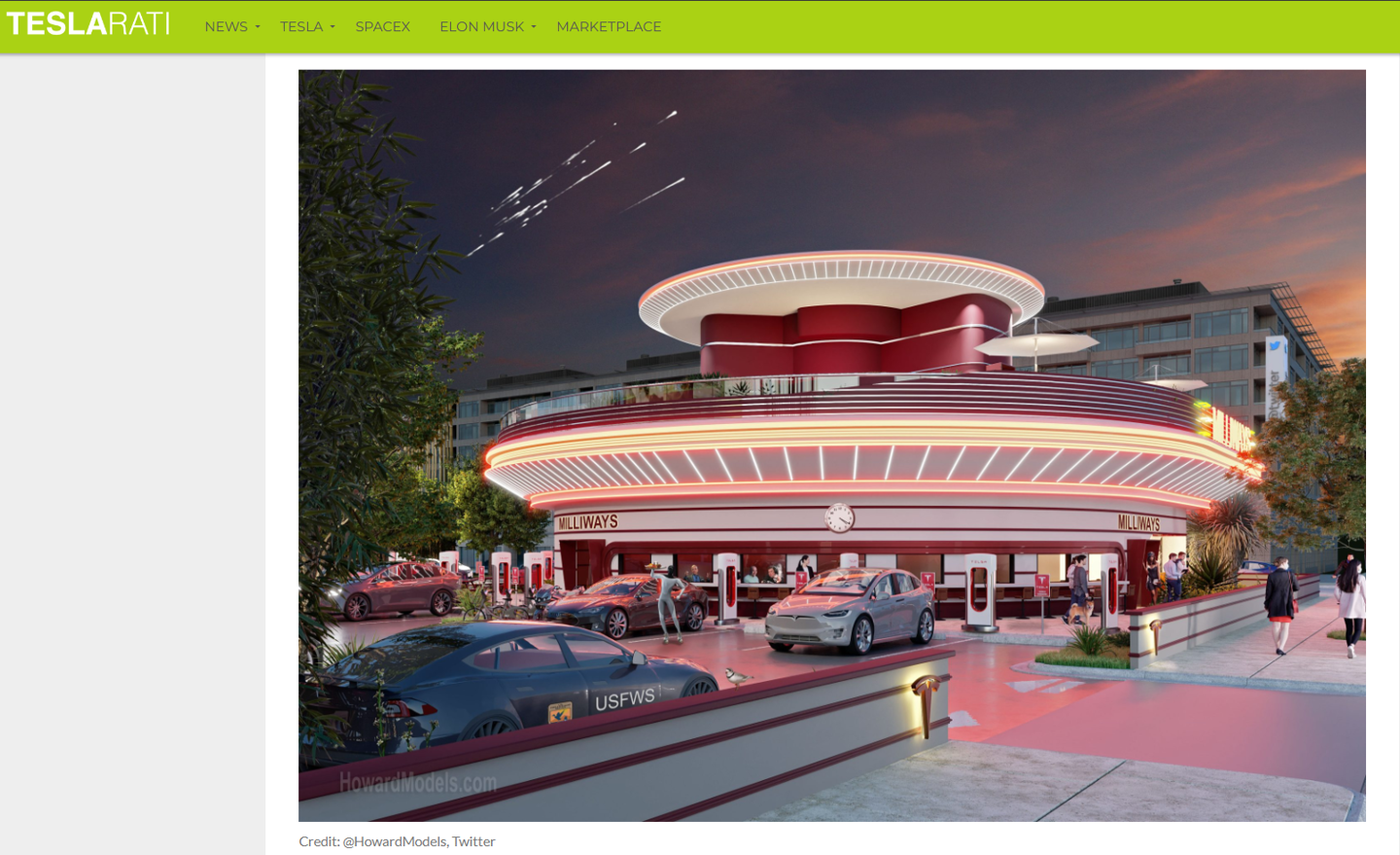 特斯拉获准在洛杉矶建造赛博版“得来速”超充站餐厅