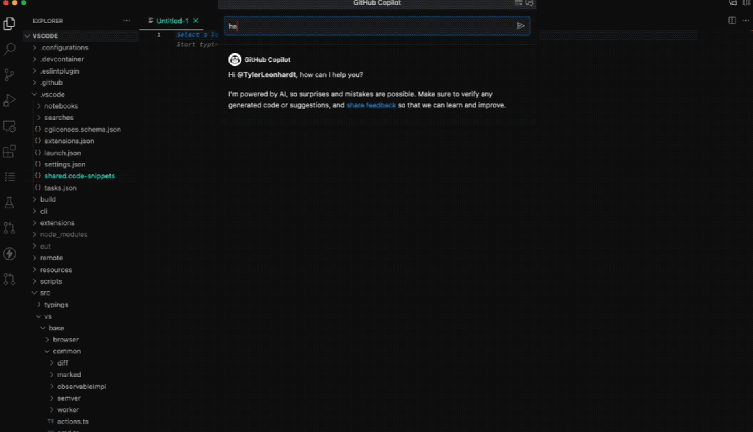 新标题:GitHub Copilot再升级:代码行内提问功能,终端上下文范围扩展