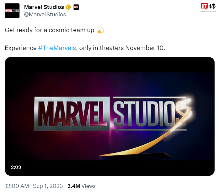 漫威电影《惊奇队长 2》中文特辑发布,北美上映日期确定为 11 月 10 日