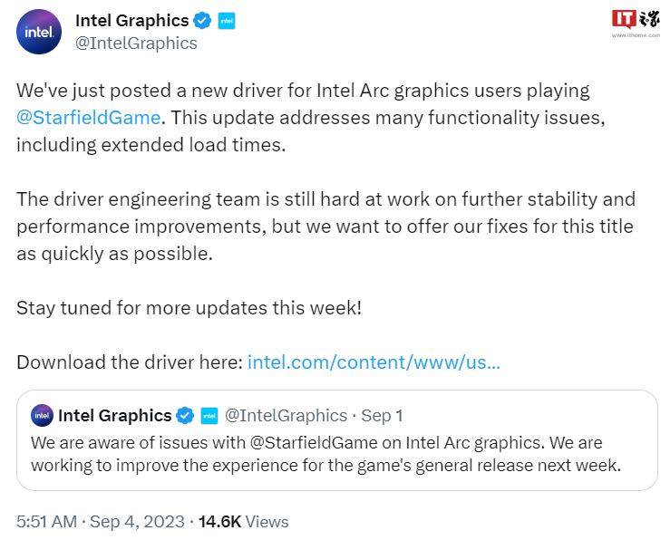 英特尔显卡发布新驱动适配《星空》,显著减少游戏加载时间