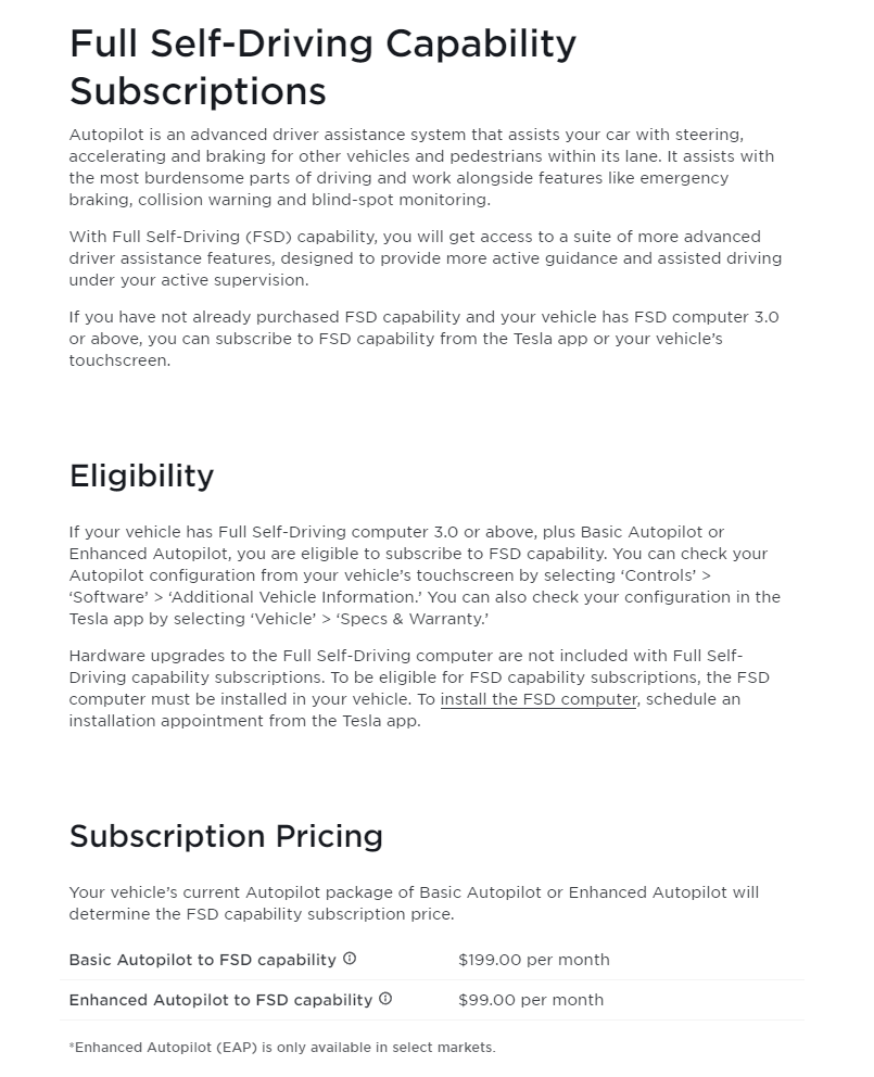 特斯拉美国将 FSD 辅助驾驶功能从 15000 美元降低至 12000 美元