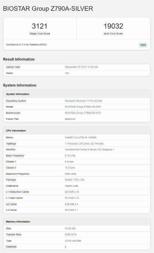 英特尔最新处理器i9-14900K在Geekbench测试中脱颖而出,性能领跑新一代!
