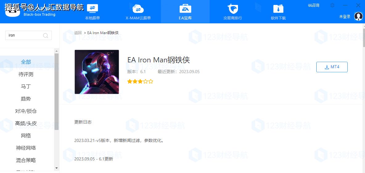 大白AI评测：EA Iron Man包含25种相互关联的交易模式