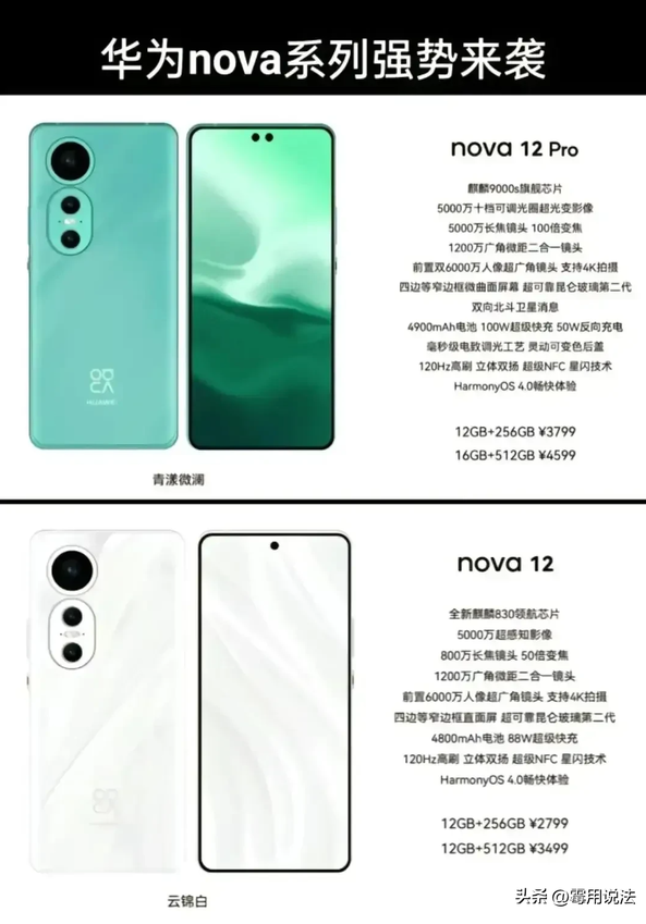 麒麟830和麒麟9000S处理器同台竞技,nova 12系列售价曝光