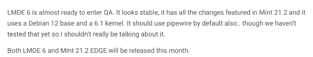 LMDE 6新版本“Faye”测试中：预计本月内发布
