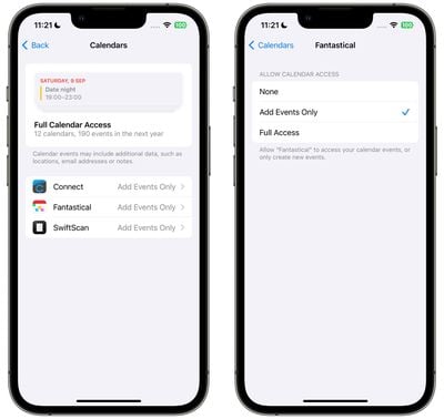 如何管理iOS 17中应用程序对日历的访问权限