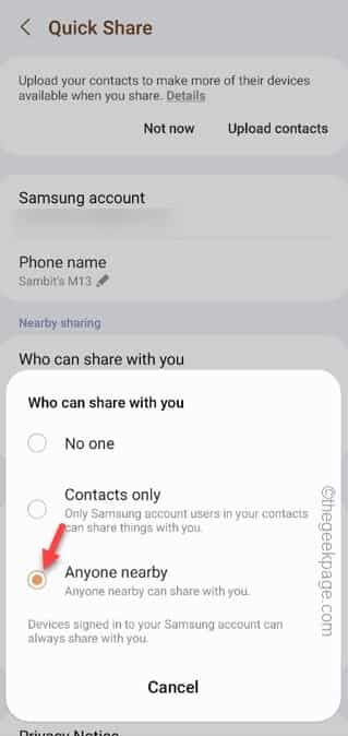 快速共享功能在三星手机上不起作用 – 修复