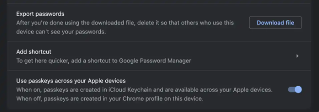 Chrome 浏览器实现iCloud Keychain Passkey互通