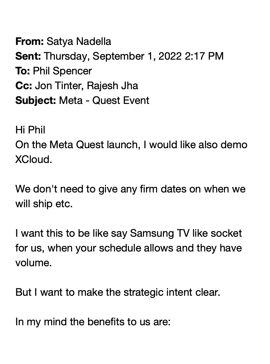 微软 CEO 纳德拉敦促 Xbox 斯宾塞:将云 / 串流游戏推向主流是实现长期目标的关键