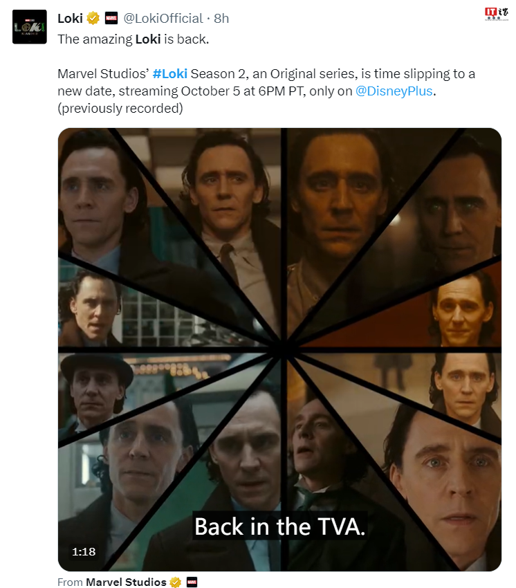 漫威剧集《洛基》第二季提前一天开播,10 月 5 日上线 Disney+