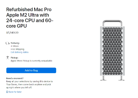 苹果M2 Ultra款Mac Pro首次折扣登陆美国翻新商店
