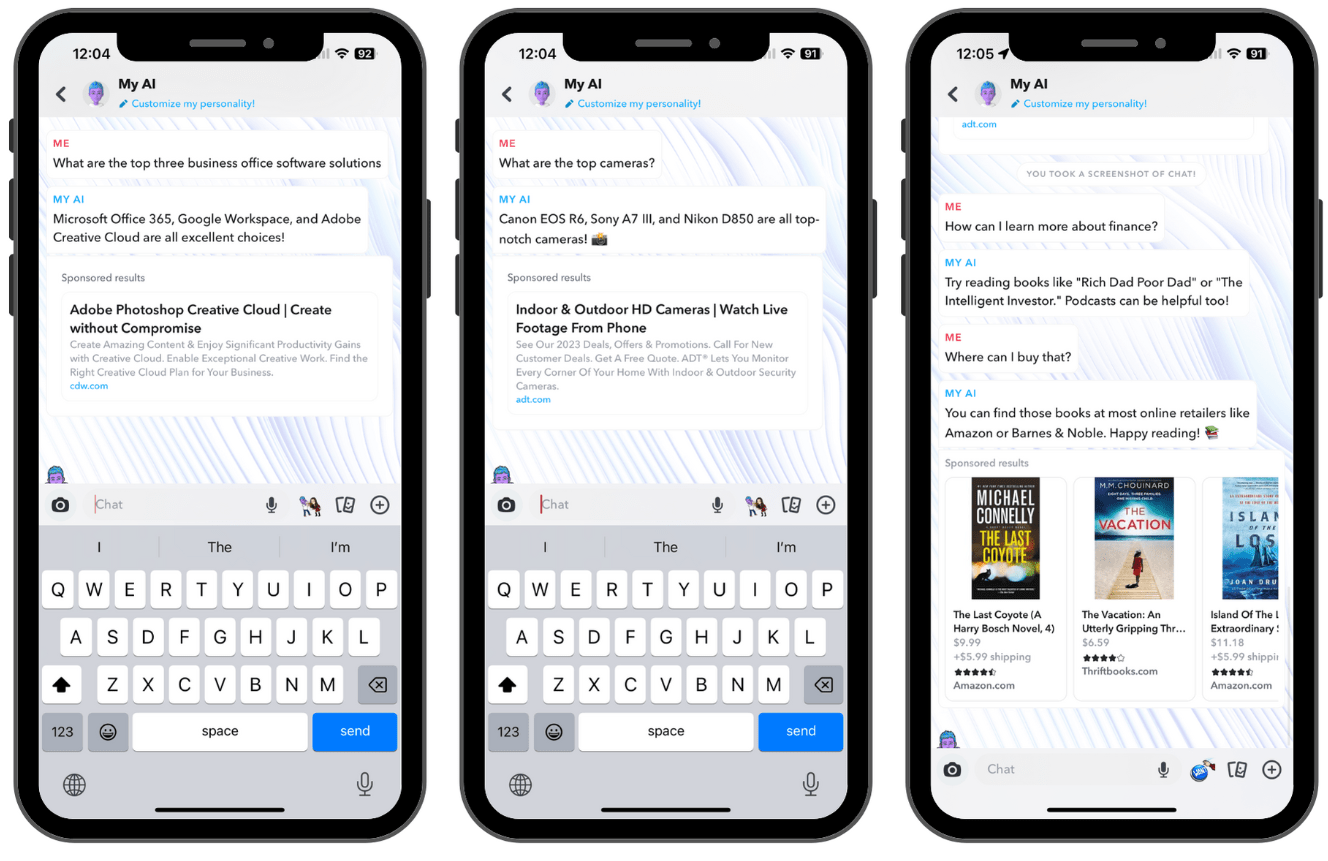 微软广告与 Snapchat 合作，在 My AI 中的推广链接提供支持