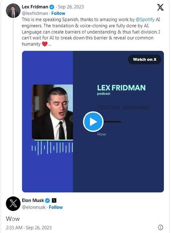 机器人同传来了！Spotify推AI语音翻译功能 马斯克惊叹