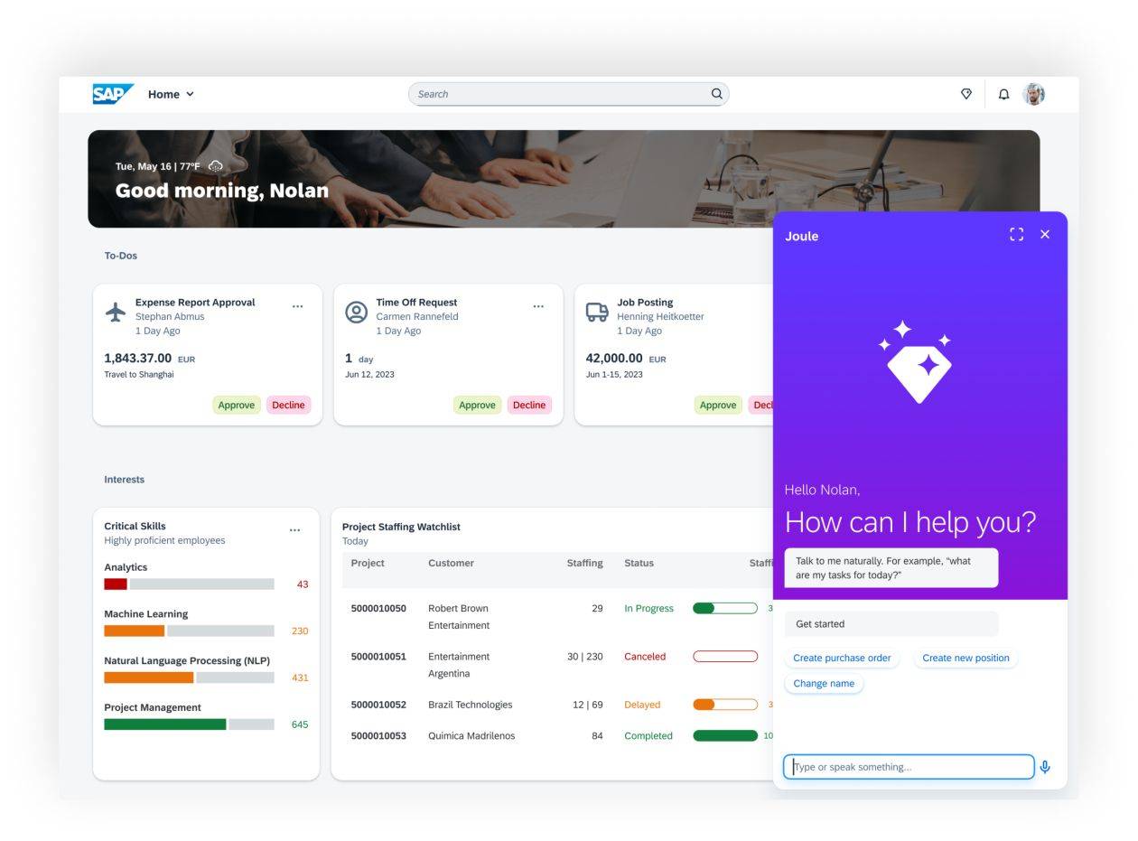 SAP推出全新生成式AI助手Joule，聚焦多个关键业务场景