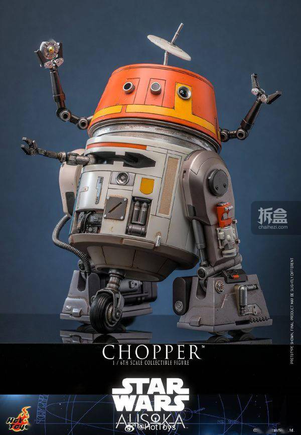 HOTTOYS 星球大战 阿索卡CHOPPER 宇航技工机器人 1/6比例可动人偶的标题可以重写为：HOTTOYS 星球大战 阿索卡CHOPPER 宇航技工机器人 1/6比例可动人偶 - 热销商品！
