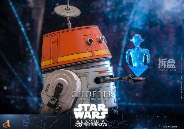 HOTTOYS 星球大战 阿索卡CHOPPER 宇航技工机器人 1/6比例可动人偶的标题可以重写为：HOTTOYS 星球大战 阿索卡CHOPPER 宇航技工机器人 1/6比例可动人偶 - 热销商品！