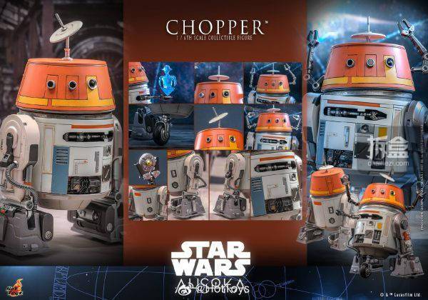 HOTTOYS 星球大战 阿索卡CHOPPER 宇航技工机器人 1/6比例可动人偶的标题可以重写为：HOTTOYS 星球大战 阿索卡CHOPPER 宇航技工机器人 1/6比例可动人偶 - 热销商品！