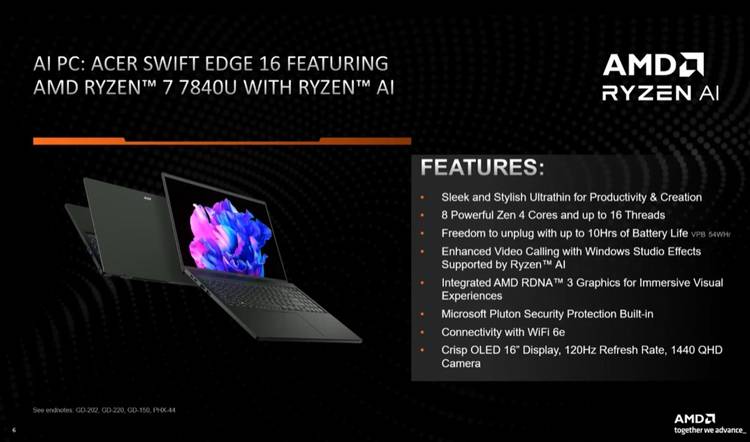 搭载AMD锐龙7 7840U处理器，宏碁Swift Edge 16打造AI PC体验
