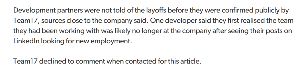 消息称《百战天虫》游戏发行商 Team17 裁员人数“远超预期”，外界普遍产生担忧