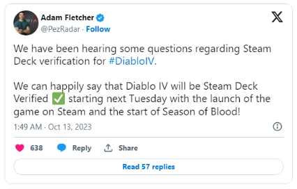 《暗黑破坏神 4》即将在Steam平台亮相,Steam Deck认证加码