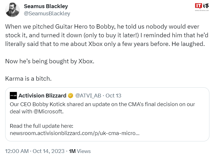 初代 Xbox 联合创始人嘲讽考迪克：曾拒绝其推销的《吉他英雄》，后来动视仍购入