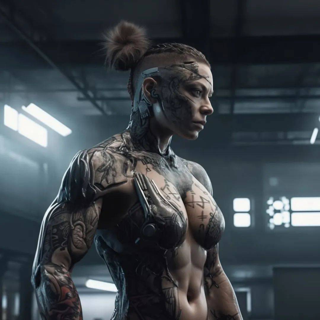 一百年后的健美运动员是啥样子？人工智能给出照片，是人与机器的结合体