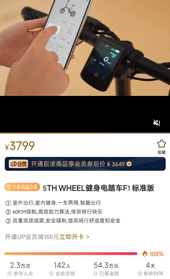 小米有品众筹F1电踏车:2万人参与,成为短途出行的新标杆