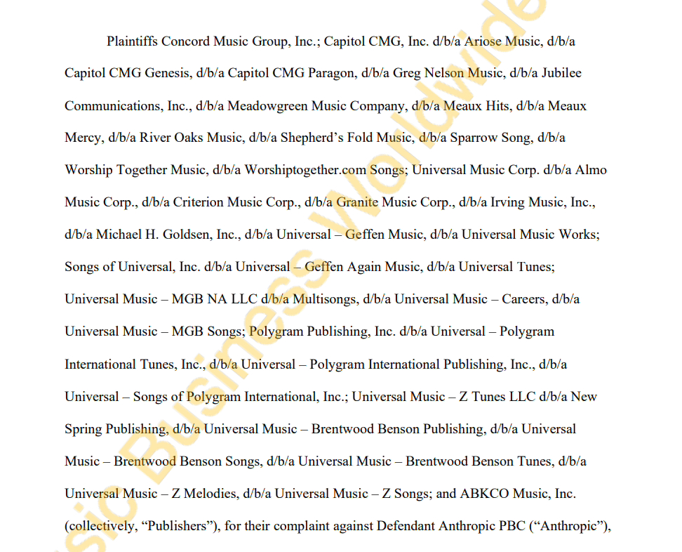因版权问题,环球音乐起诉 OpenAI 创始人旗下 AI 公司 Anthropic