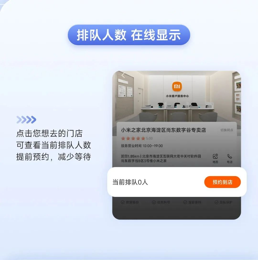 小米之家查询与预约服务升级：排队人数在线显示、物料情况实时可视