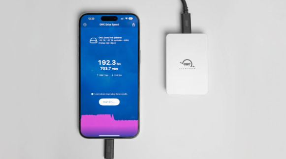 了解iPhone外部存储设备传输速率,尽在OWC Drive Speed应用