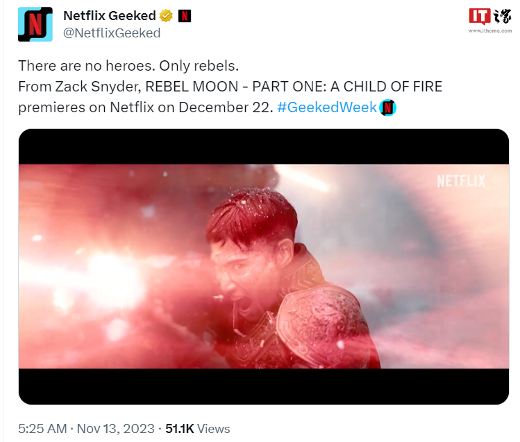 扎克・施奈德新作《月球叛军:火之女》最新预告公开,12 月 22 日全球首播于 Netflix