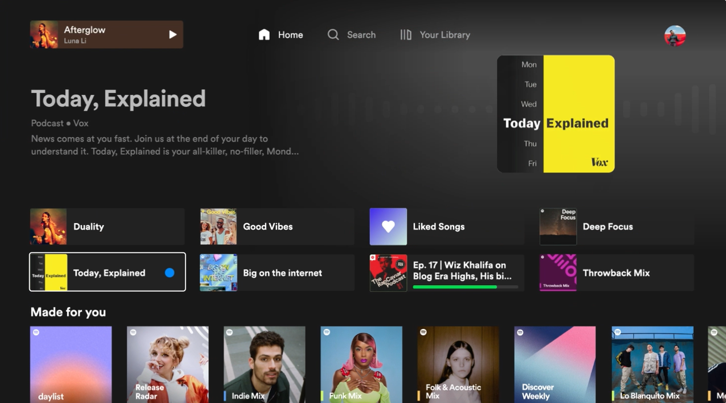 Spotify推出新一代电视App：全新设计主页，新增深色模式支持