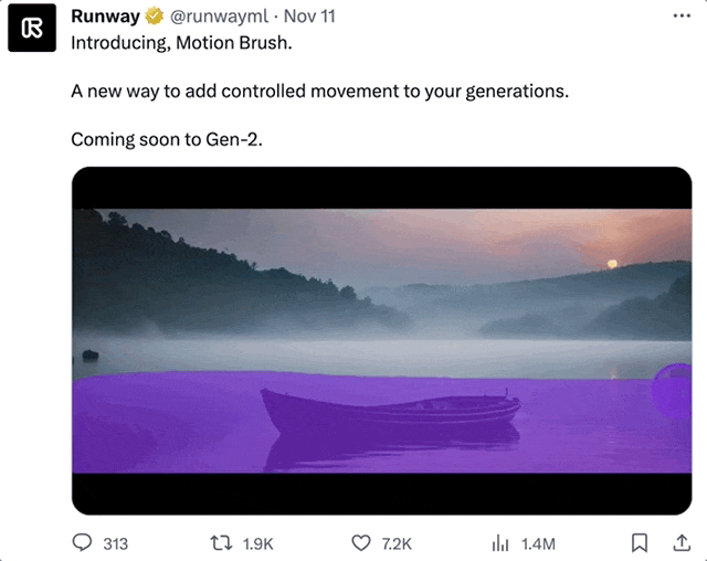 图像涂哪就动哪!Gen-2新功能“神笔马良”爆火,网友:急急急