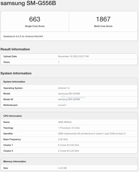 三星 Galaxy Xcover 7亮相GeekBench:揭示搭载Helio G99处理器的性能表现!