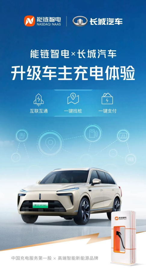 能链智电与长城汽车合作，推出一键找桩、一键支付等全方位充电服务