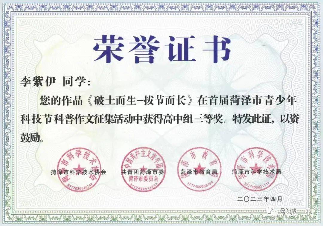 郓城多名学子斩获佳绩！涉及人工智能…