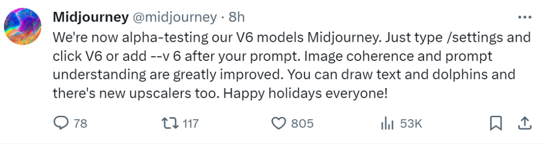 Midjourney V6引入重大升级：在线用户惊叹生成效果逼真程度