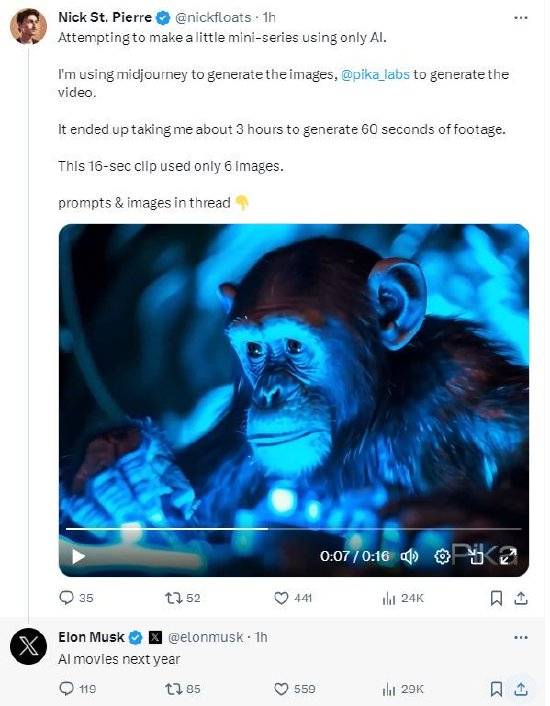 马斯克：明年AI将能制作电影