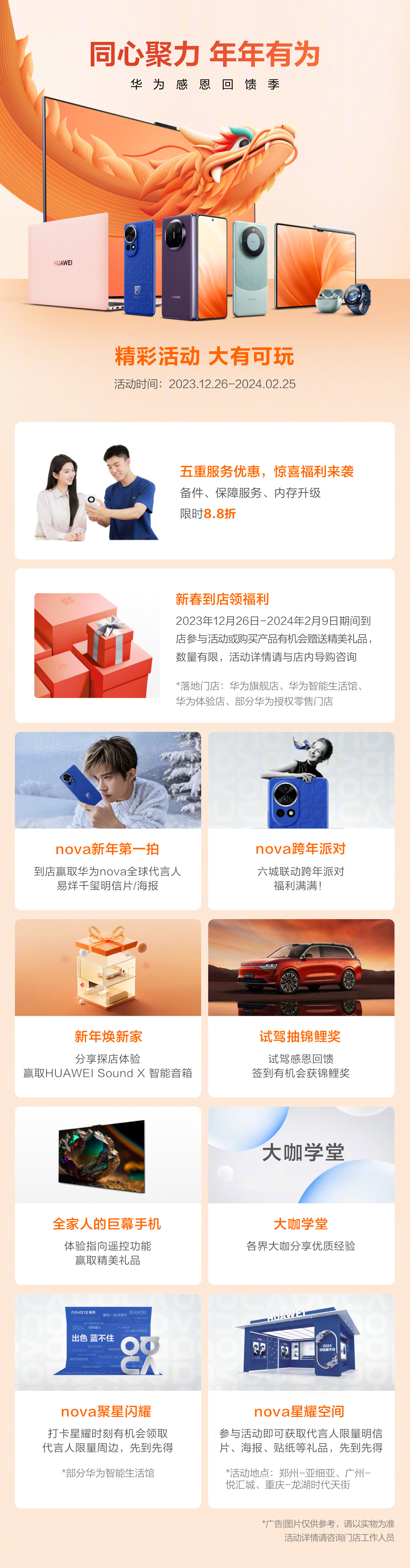 华为开启感恩回馈季:服务门店备件 8.8 折,部分产品至高优惠 2000 元