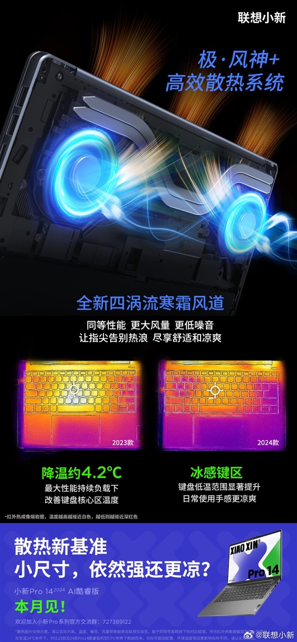 2024联想小新Pro 14惊艳登场：创新四涡流寒霜设计，释放强劲64W性能引领时尚潮流