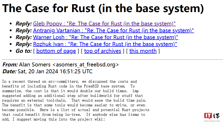FreeBSD 考虑引入 Rust 作为软件重构革新