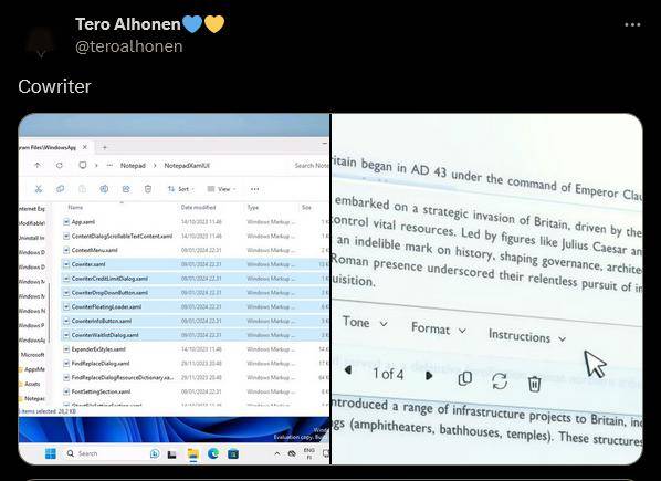 微软大力推广AI:新记事本也将加入AI功能