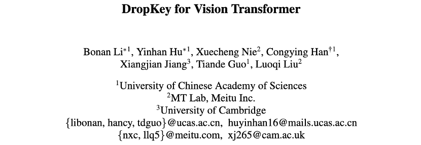 CVPR 2023｜两行代码高效缓解视觉Transformer过拟合，美图&国科大联合提出正则化方法DropKey