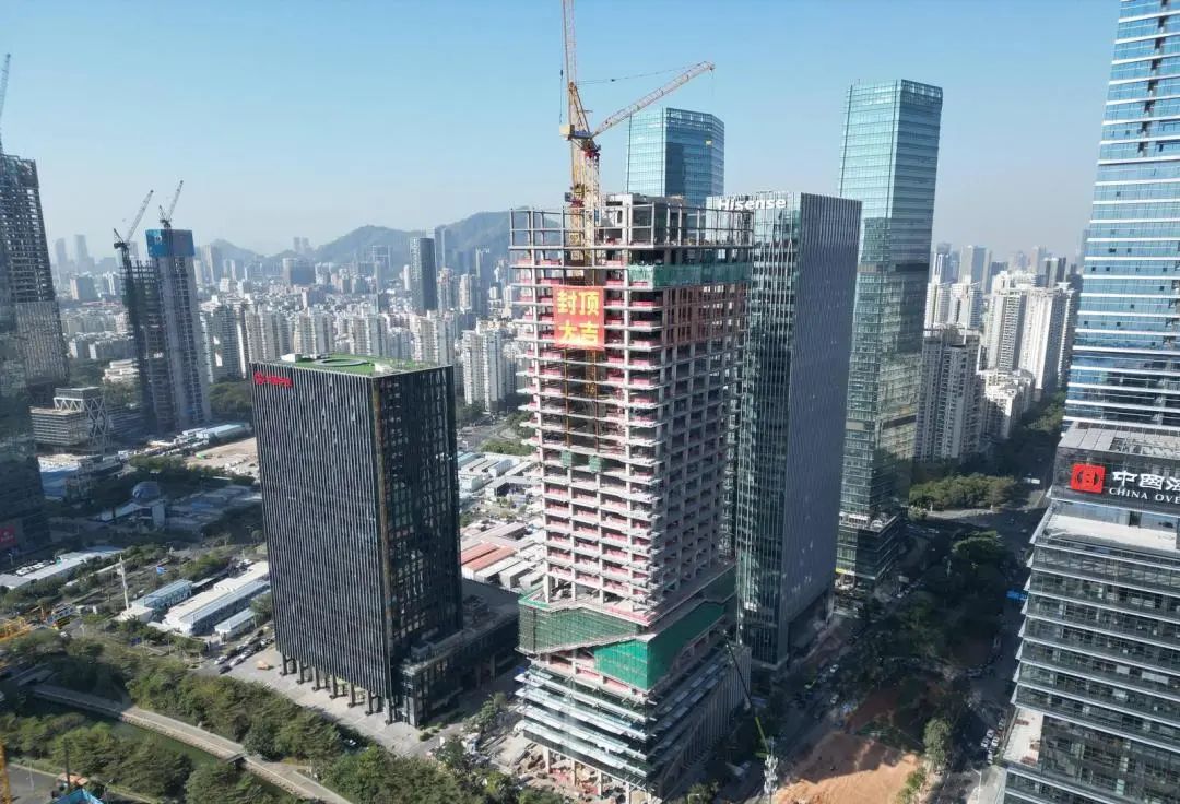 深圳字节跳动后海中心项目主体建筑封顶，总面积达7.74万平方米