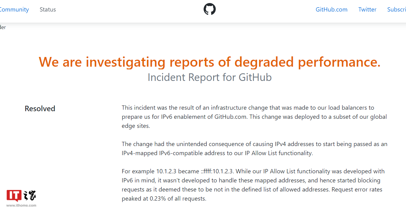 微软 GitHub 正准备为 Github.com 网站提供 IPv6 支持