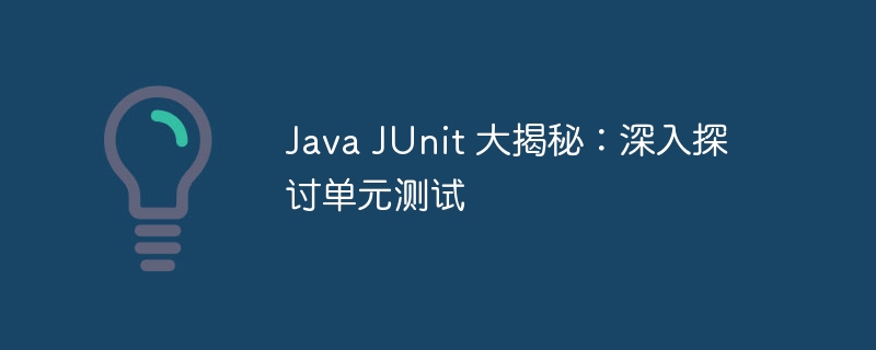 Java JUnit 大揭秘:深入探讨单元测试