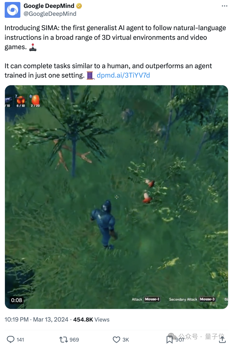 谷歌推出全新通用AI智能体，改变了3D游戏的玩法